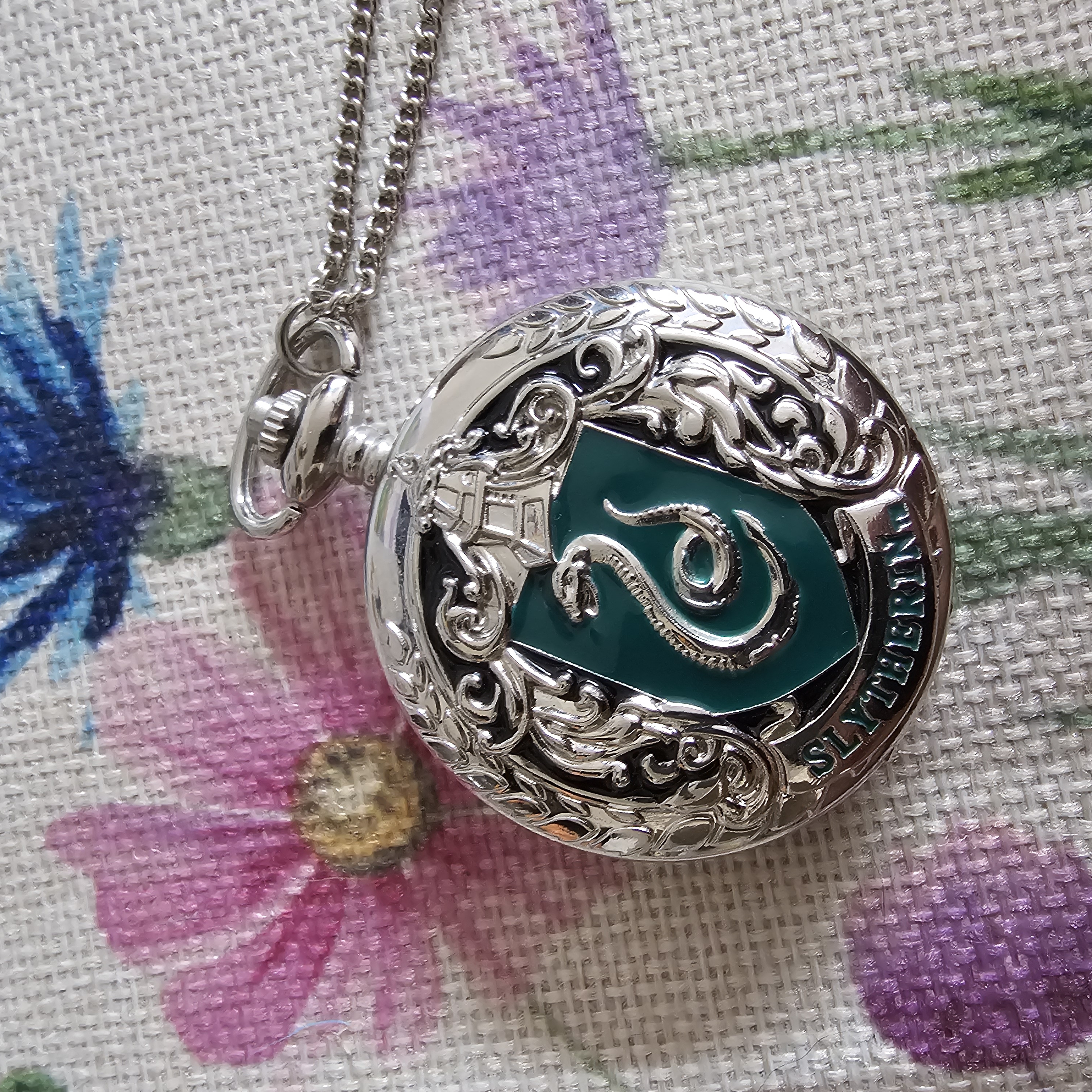 Silver And Green Slytherin Pendant Necklace